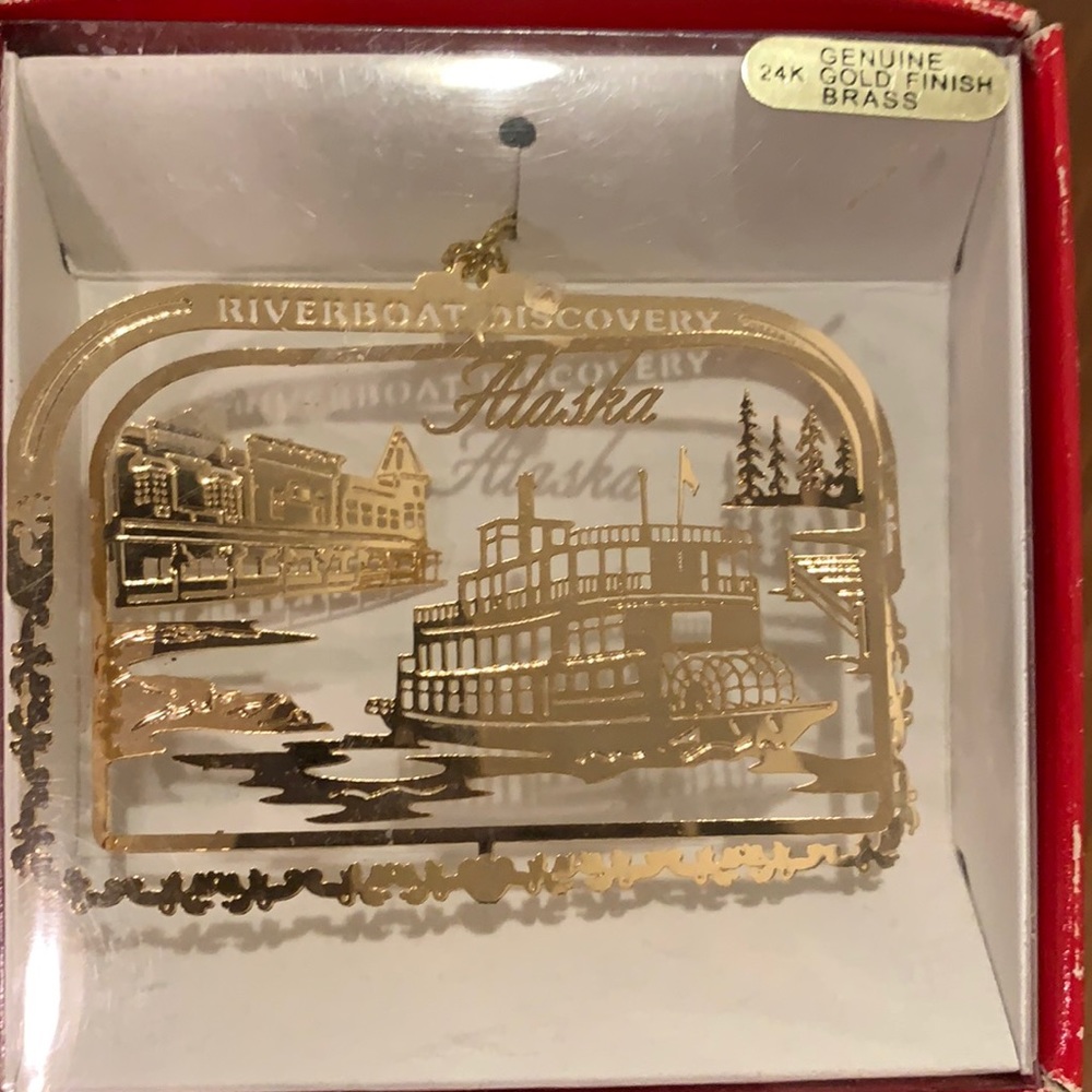 Riverboat Discovery Alaska ornament 24k gold finish brass